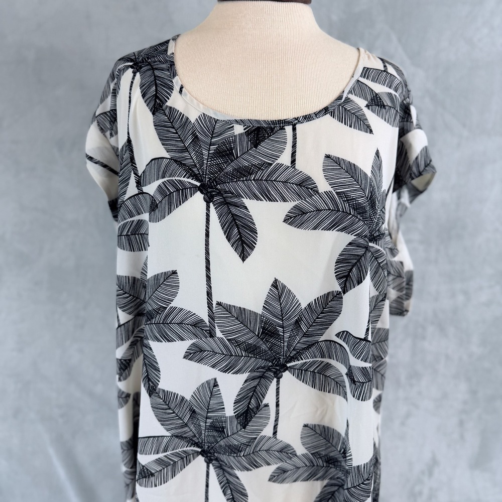 My Danielle Woman Top XXL Slip Over Cap Sleeves Black/White Palm Trees - Picture 2 of 14